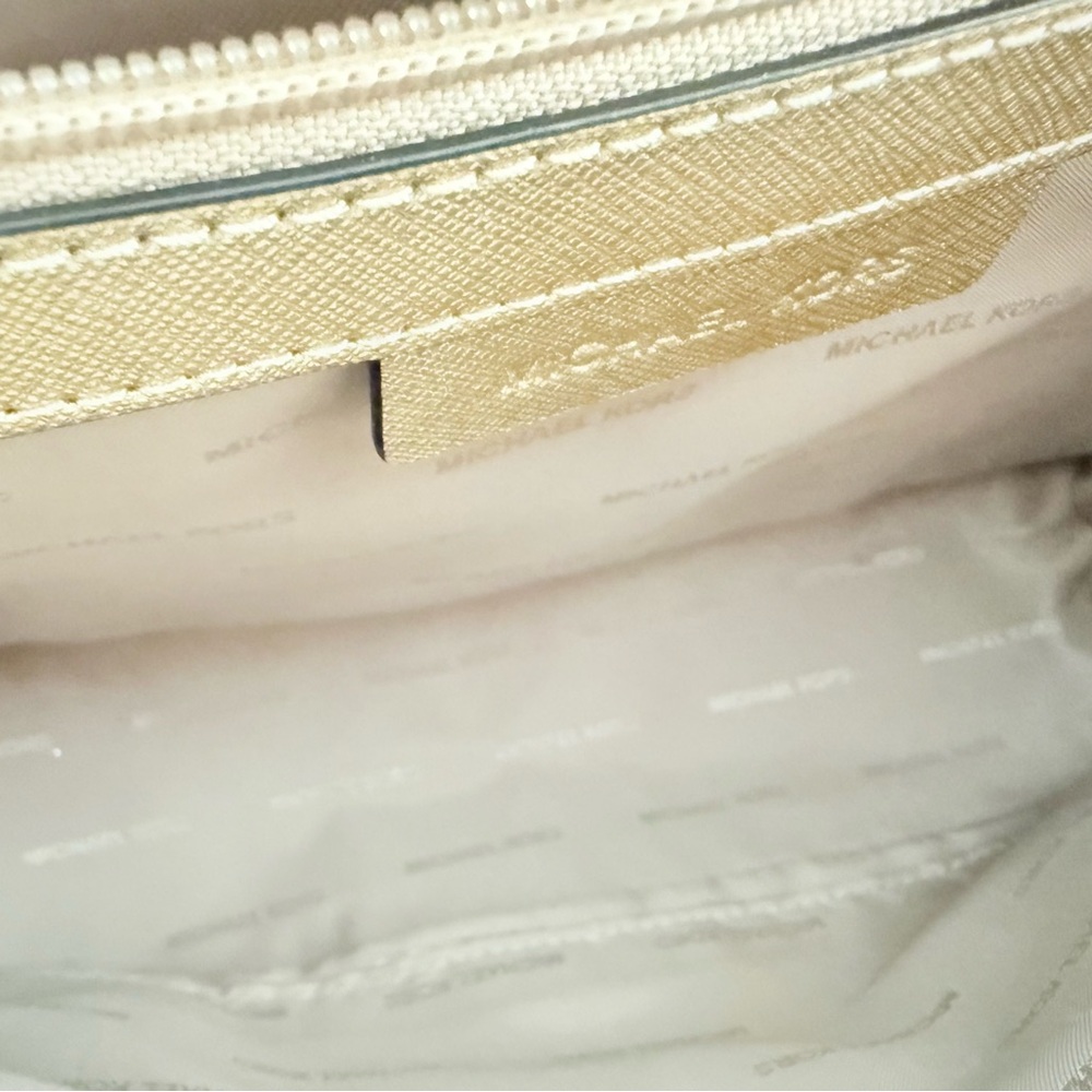 Michael Kors Metallic Gold Satchel with Logo Charm - Picture 3 of 4